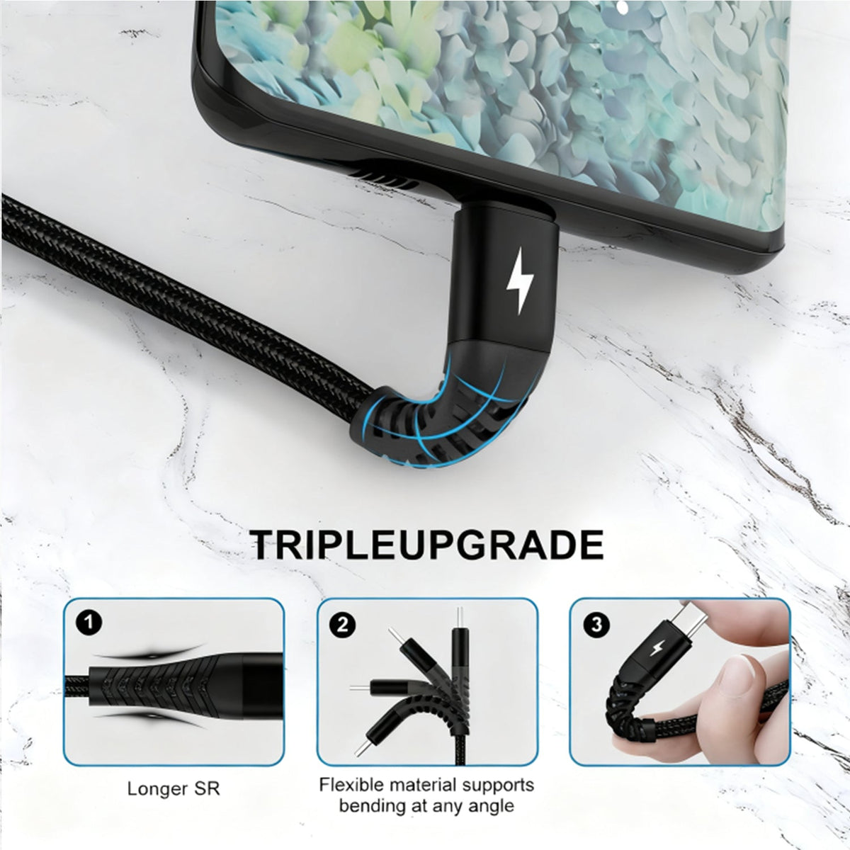 Gevlochten USB-C naar USB-C oplaadkabel 240W