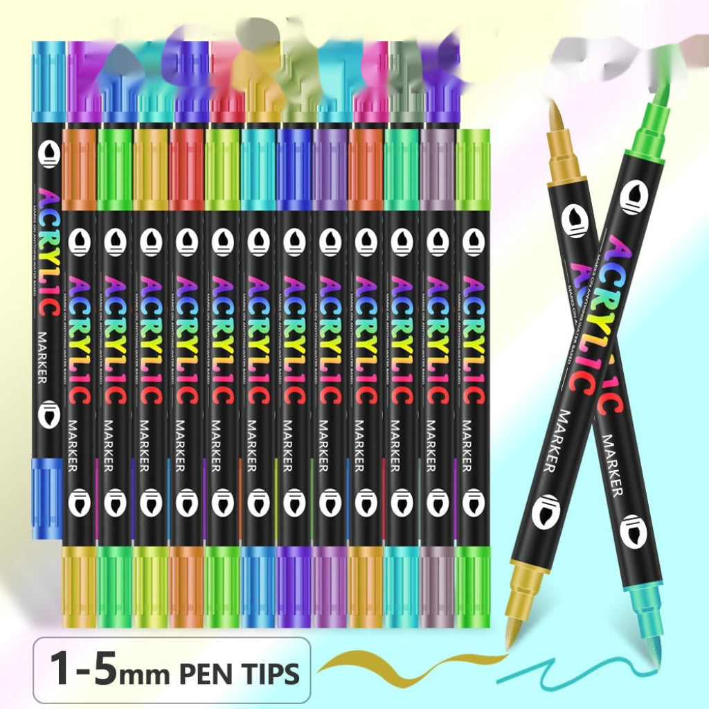 Dubbelzijdige Acrylmarker Tweekleurige Tekenstift
