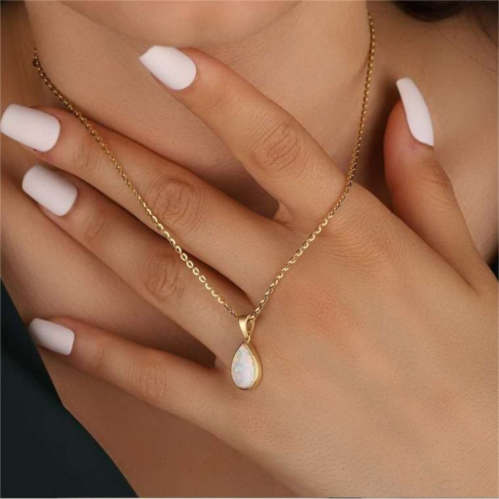18K Opaal Druppel Hanger Ketting