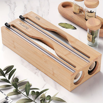 Bamboe 2-in-1 folie dispenser met snijder