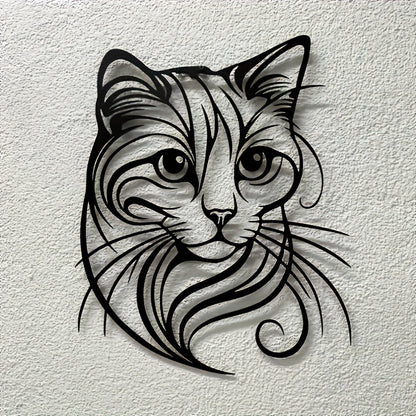 WhiskerFlow metalen kat wanddecoratie
