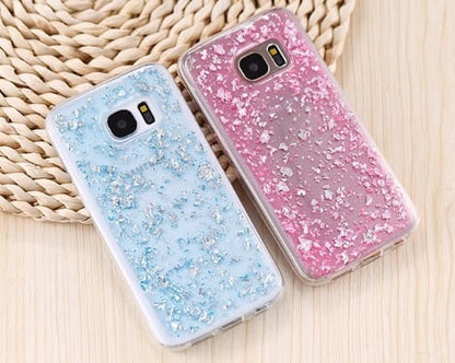 Galaxy S7 TPU Bling glitterhoesje blad-look