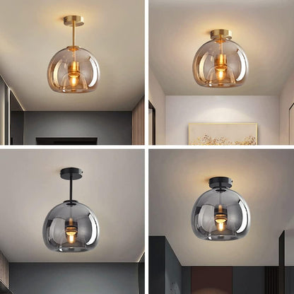 Vörre Retro Koperen Glas Plafondlamp