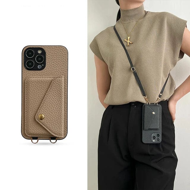Lederen crossbody telefoonhoes