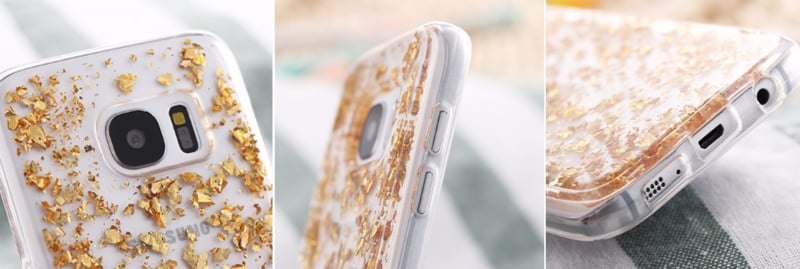Galaxy S7 TPU Bling glitterhoesje blad-look