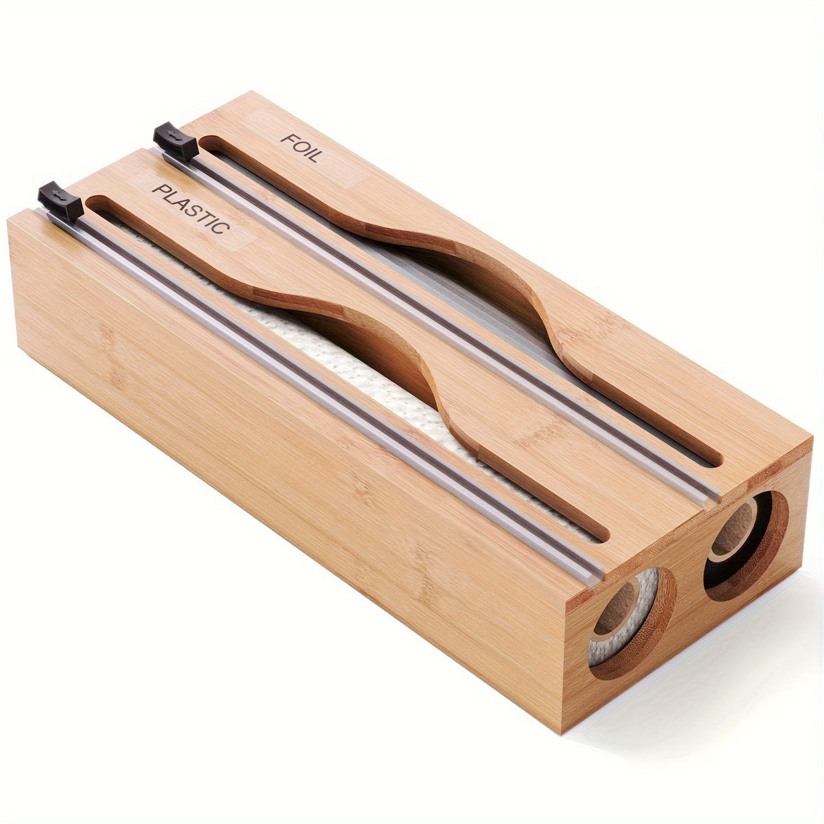 Bamboe 2-in-1 folie dispenser met snijder