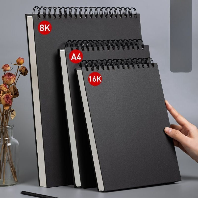 Zwarte spiraal schetsboekenset