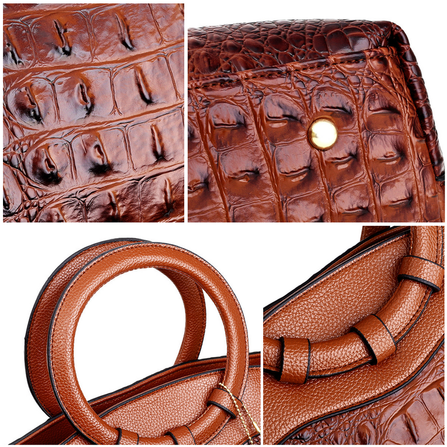 Vintage leren handtas met schouderriem
