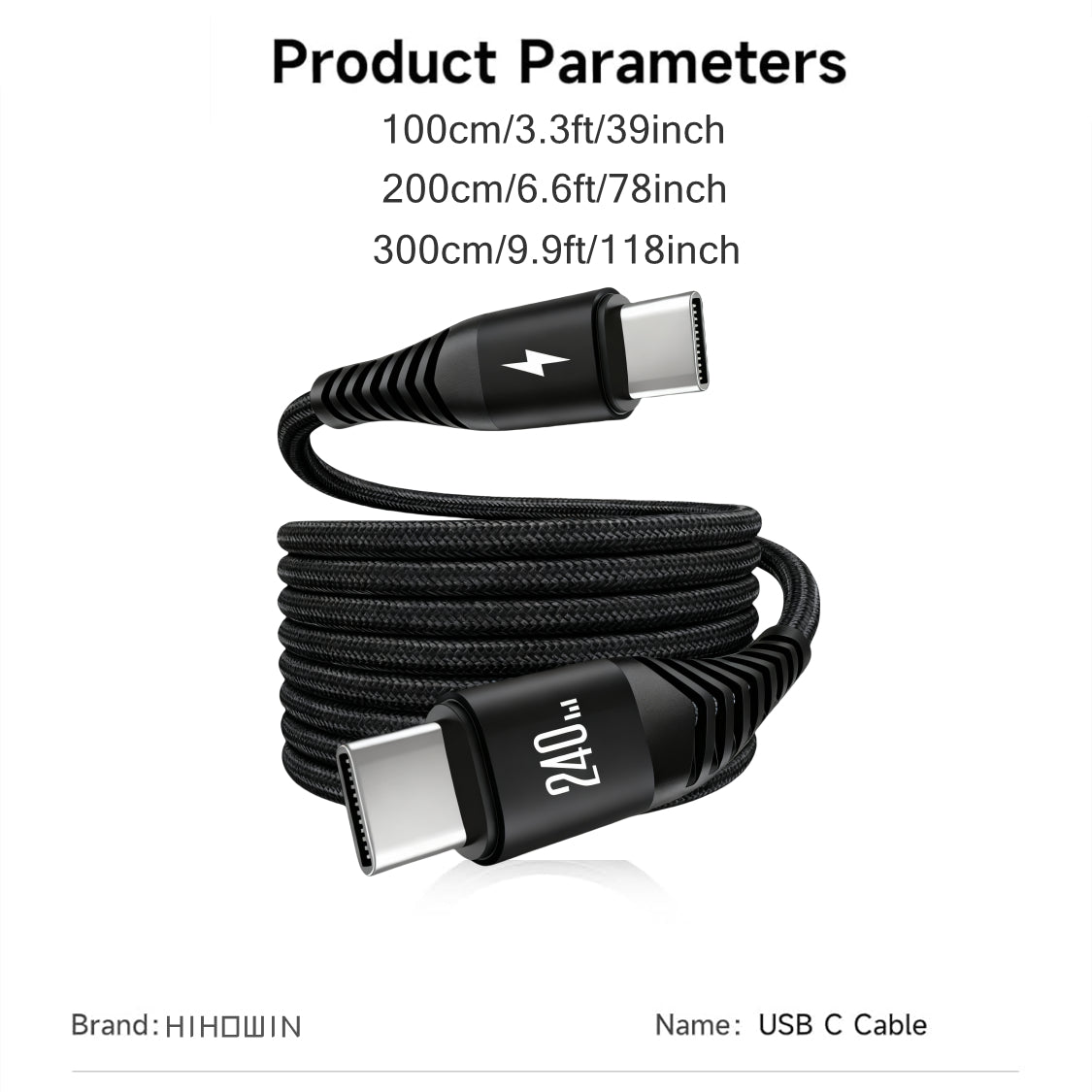Gevlochten USB-C naar USB-C oplaadkabel 240W