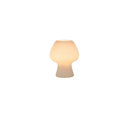 Glazen paddenstoellamp met vintage ribstructuur