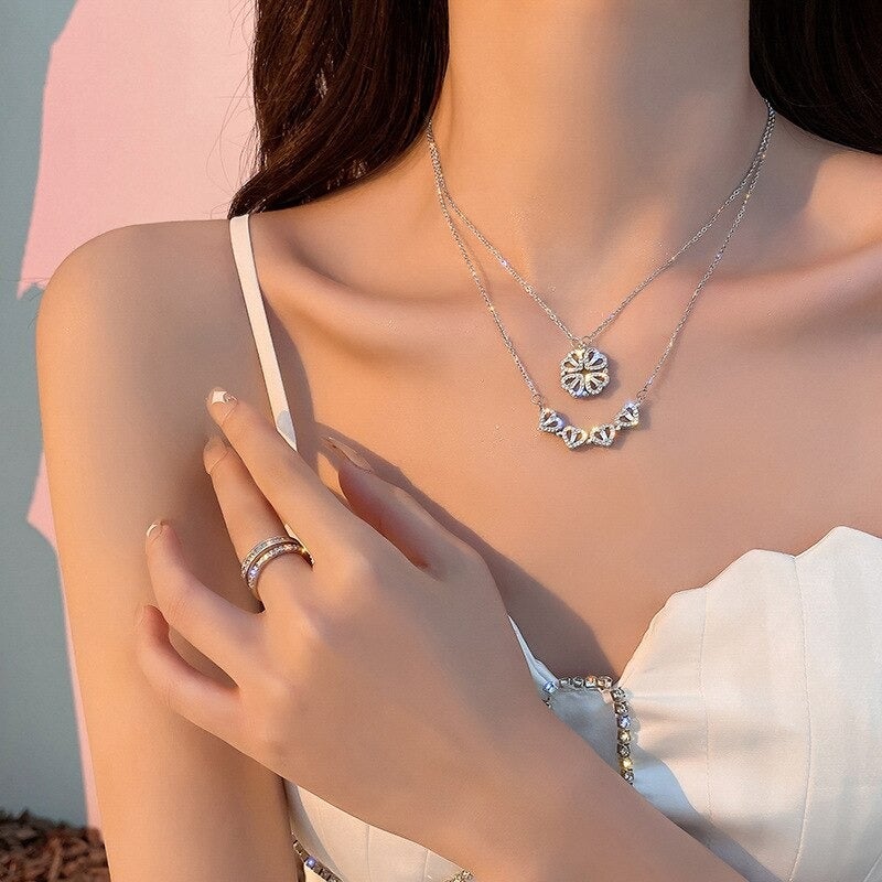 LuxeLiefde magnetische hartvormige klaver ketting