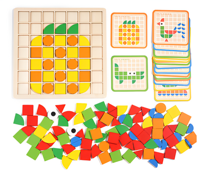 ShapeGenius houten vormpuzzel met patroonkaarten