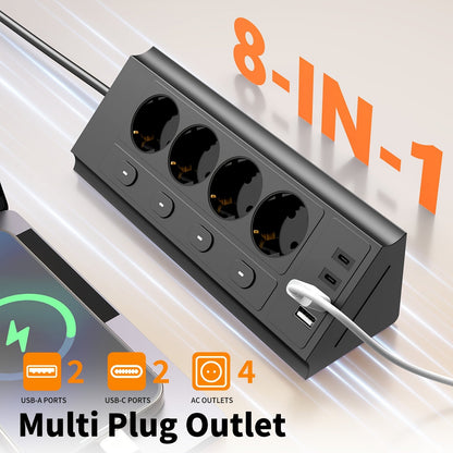 Odior 8-in-1 EU Stekkerdoos met USB en Type-C