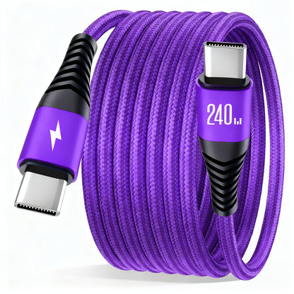 Gevlochten USB-C naar USB-C oplaadkabel 240W