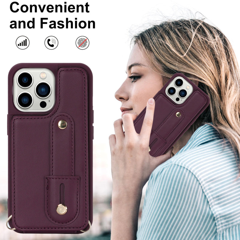 iPhone 16 Pro hoesje met pasjeshouder en draagkoord