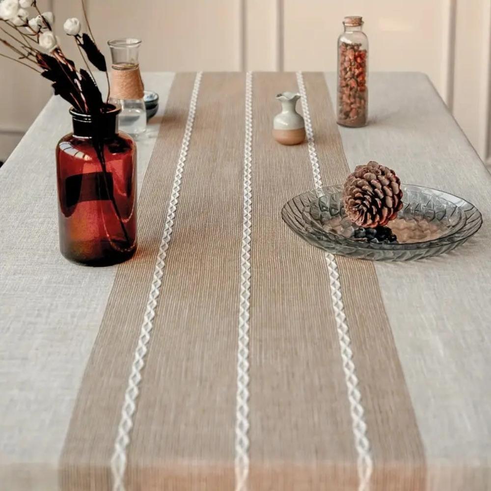 Linnen Tafellaken met Geometrisch Patroon