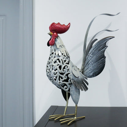 RustyRooster vintage metalen haan sculptuur