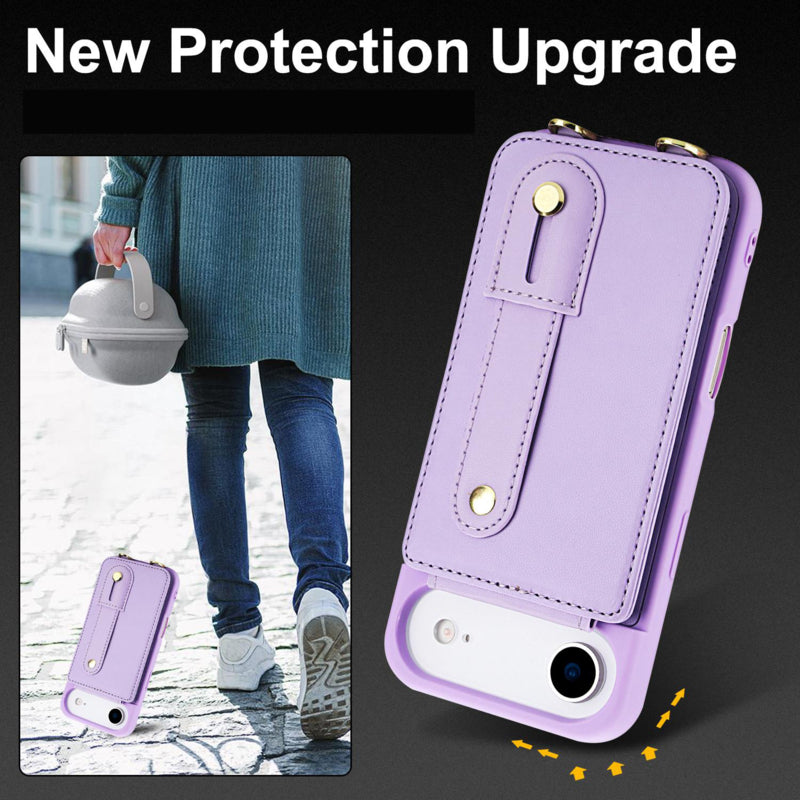 iPhone Air hoesje met pasjeshouder en draagkoord paars