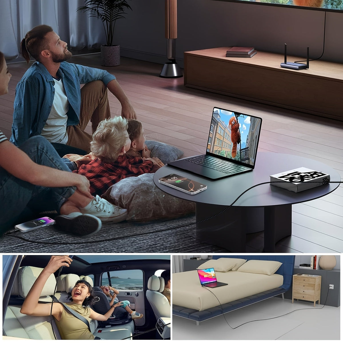 Gevlochten USB-C naar USB-C oplaadkabel 240W
