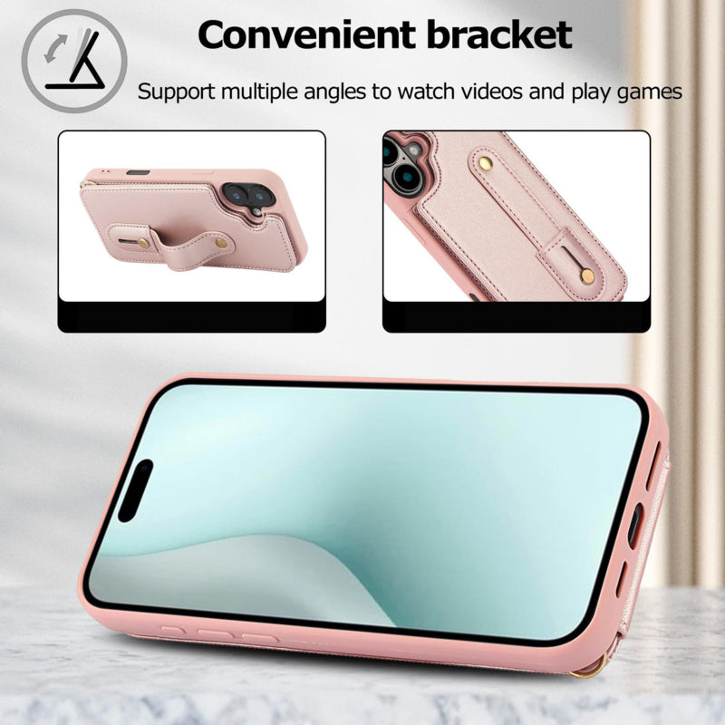 iPhone 17 hoesje met pasjeshouder en draagkoord