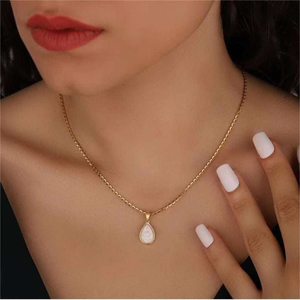18K Opaal Druppel Hanger Ketting