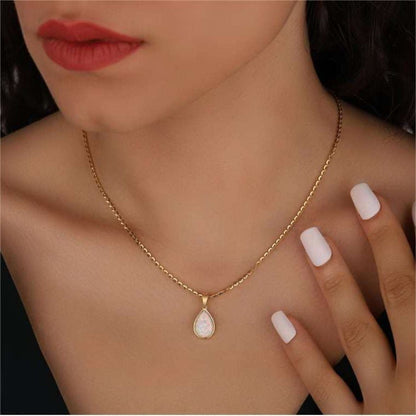 18K Opaal Druppel Hanger Ketting
