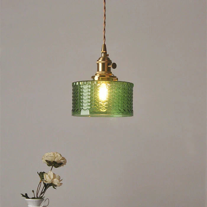 Vintage Cilindervormige Glazen Hanglamp