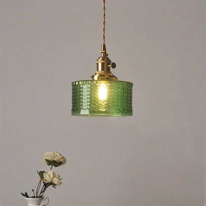 Vintage Cilindervormige Glazen Hanglamp