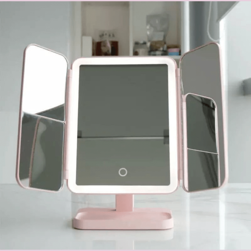 GlamLite driedelige make-upspiegel met ledverlichting