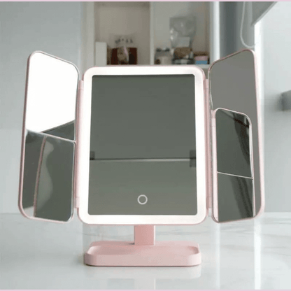 GlamLite driedelige make-upspiegel met ledverlichting