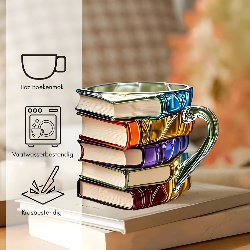 Kleurrijke 3D boeken mok