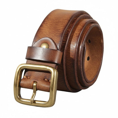 Vintage herenriem met messing gesp