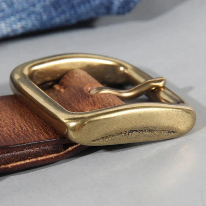 Vintage herenriem met messing gesp