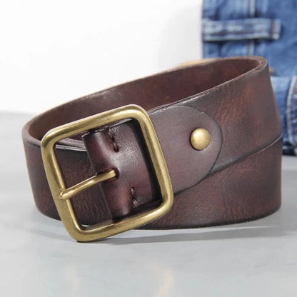 Vintage herenriem met messing gesp