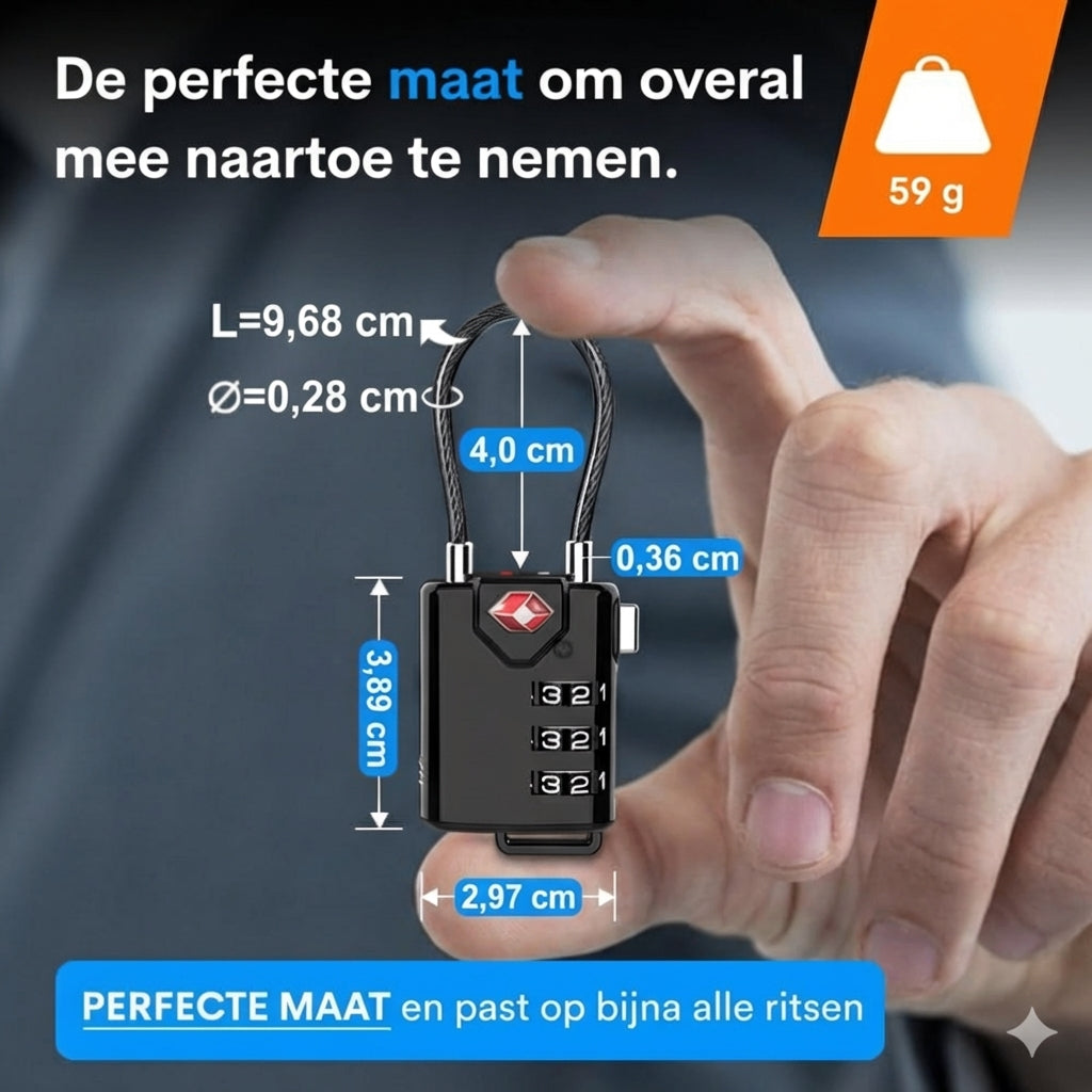 TSA-goedgekeurd kabel bagageslot