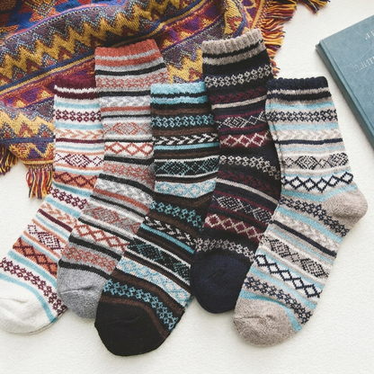 Warme wintersokken wolmix 5 paar