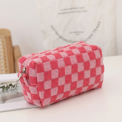 Trendy geruite make-uptas