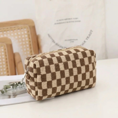 Trendy geruite make-uptas