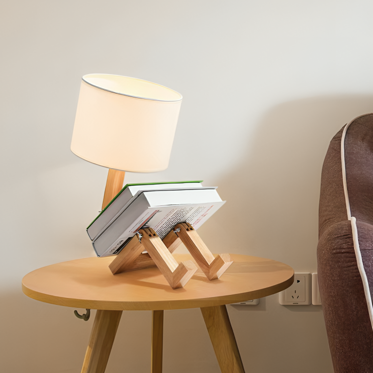 Scandinavische Tafellamp met Boekenplank