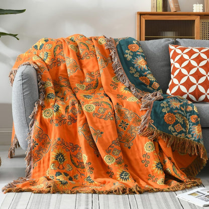 Omkeerbare Katoenen Deken met Bloemenmotief