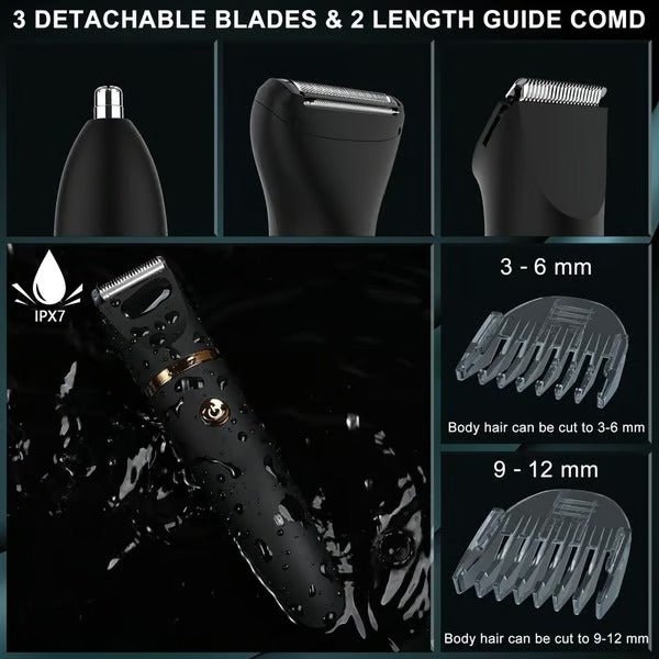 SHAVTRIQ 3-in-1 waterdicht lichaam- en intiem scheerapparaat