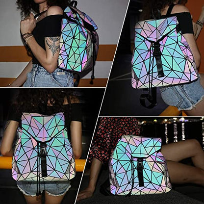 Reflecterende kleurveranderende geometrische dames rugzak
