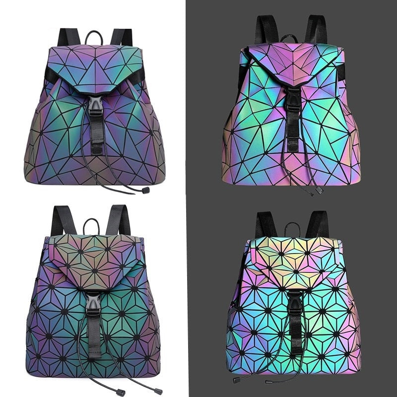 Reflecterende kleurveranderende geometrische dames rugzak