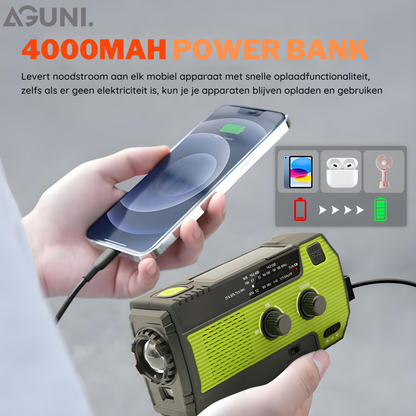 PowerWave draagbare noodradio met zonne-energie