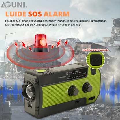 PowerWave draagbare noodradio met zonne-energie