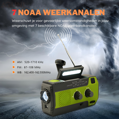 PowerWave draagbare noodradio met zonne-energie