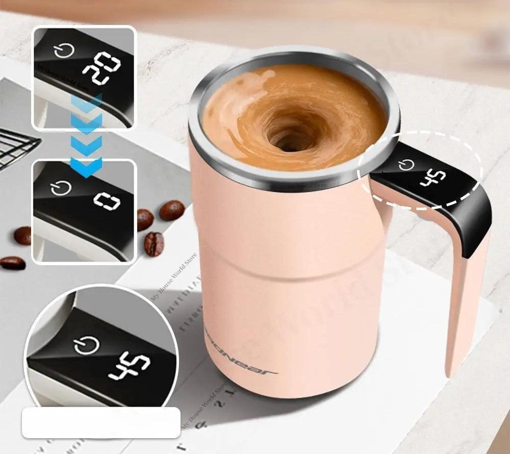 Draagbare zelfroerende koffiebeker
