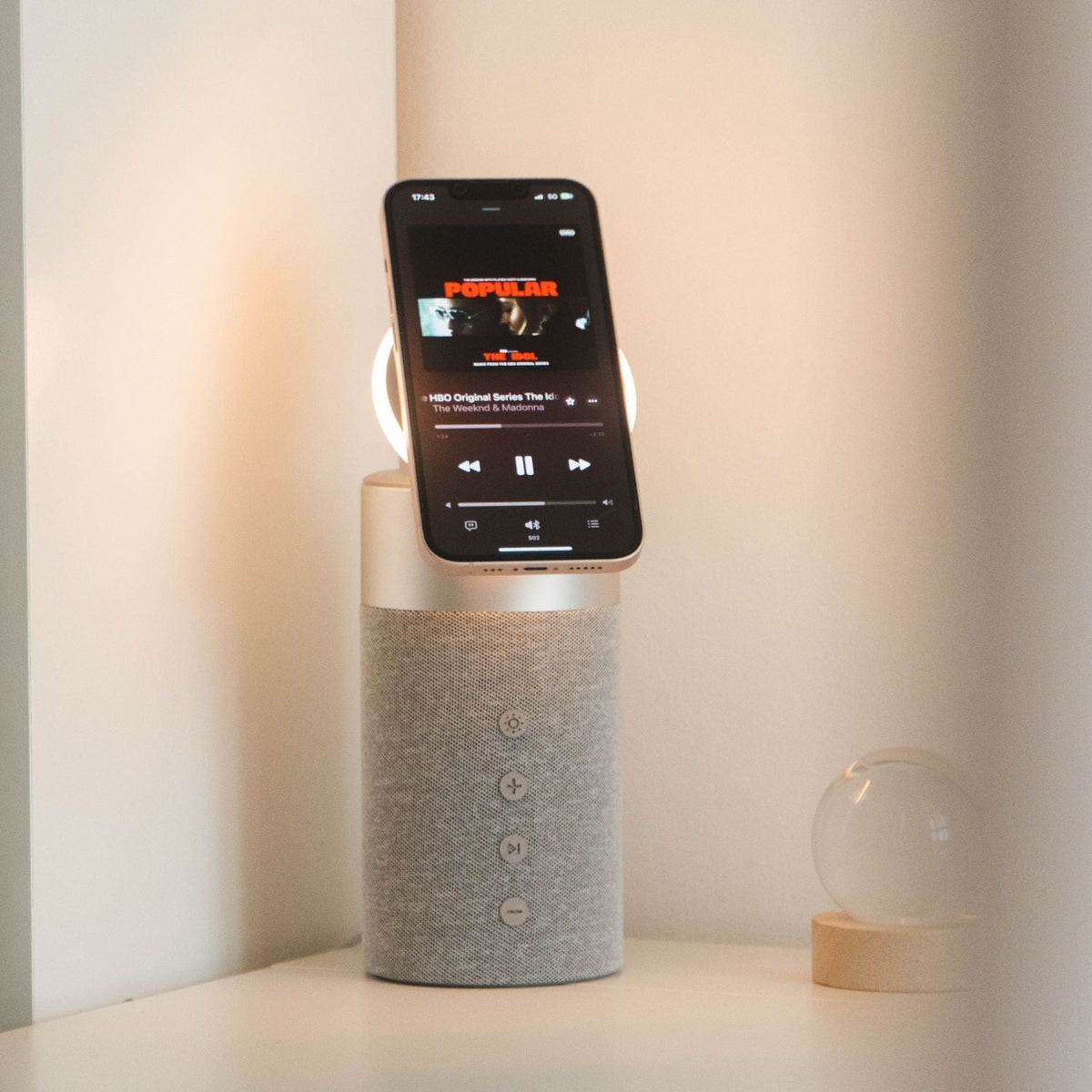 PowerAudio draadloze oplader met bluetooth speaker