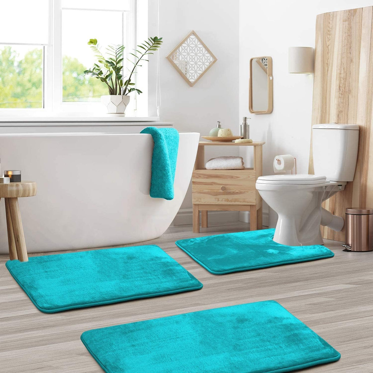 Fluwelen memory foam badmat set 3-delig