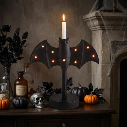 BatGlow handgeschilderde gotische tinnen kandelaar